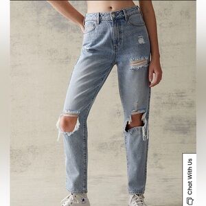 Pacsun Eco Light Blue Distressed Mom Jeans